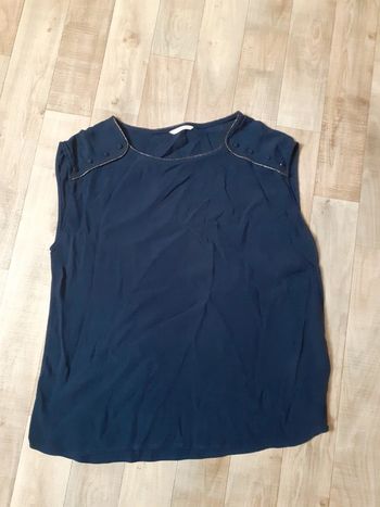 Haut femme bleu marine liseré argenté taille 44