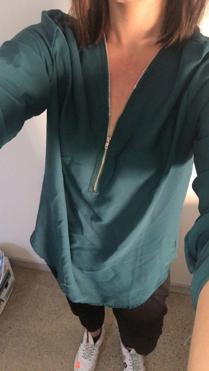 #chemise #mousseline #zip #peridot - photo numéro 2