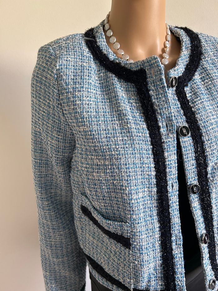 Veste bleue neuve en tweed Naf Naf taille 40 (valeur 69€) - photo numéro 5