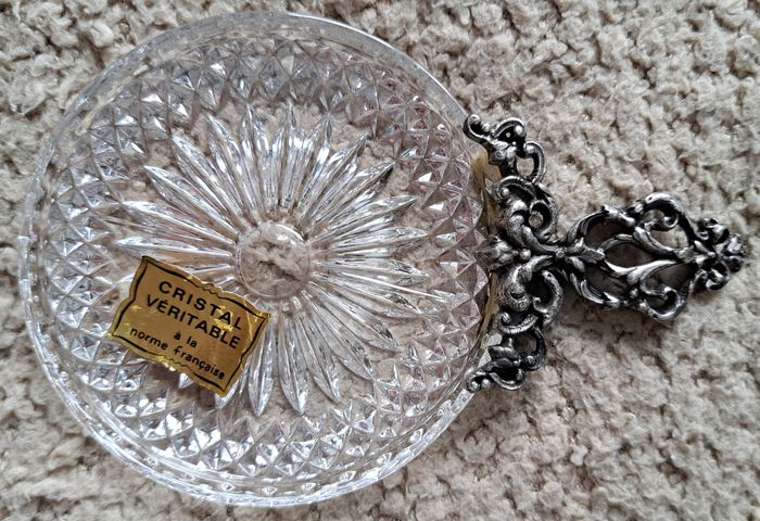 🍽 Ancien vide poche en cristal véritable et métal