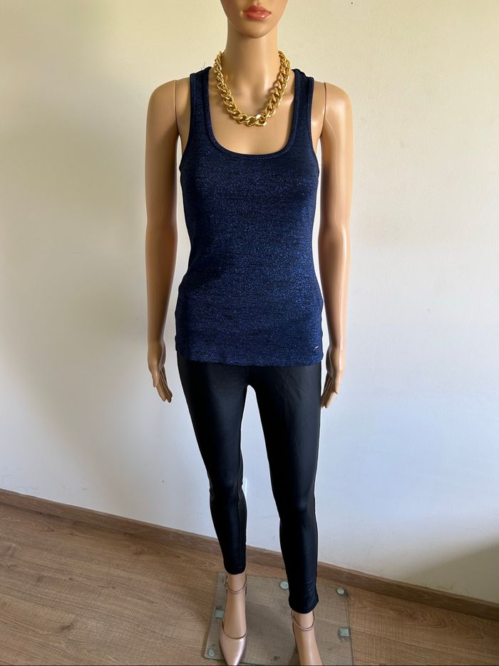 Débardeur bleu marine pailleté Morgan taille XS jamais porté - photo numéro 3