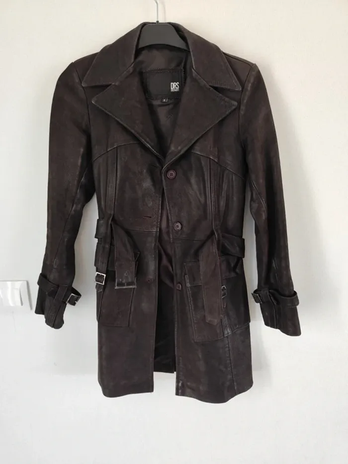 Manteau veste longue en cuir