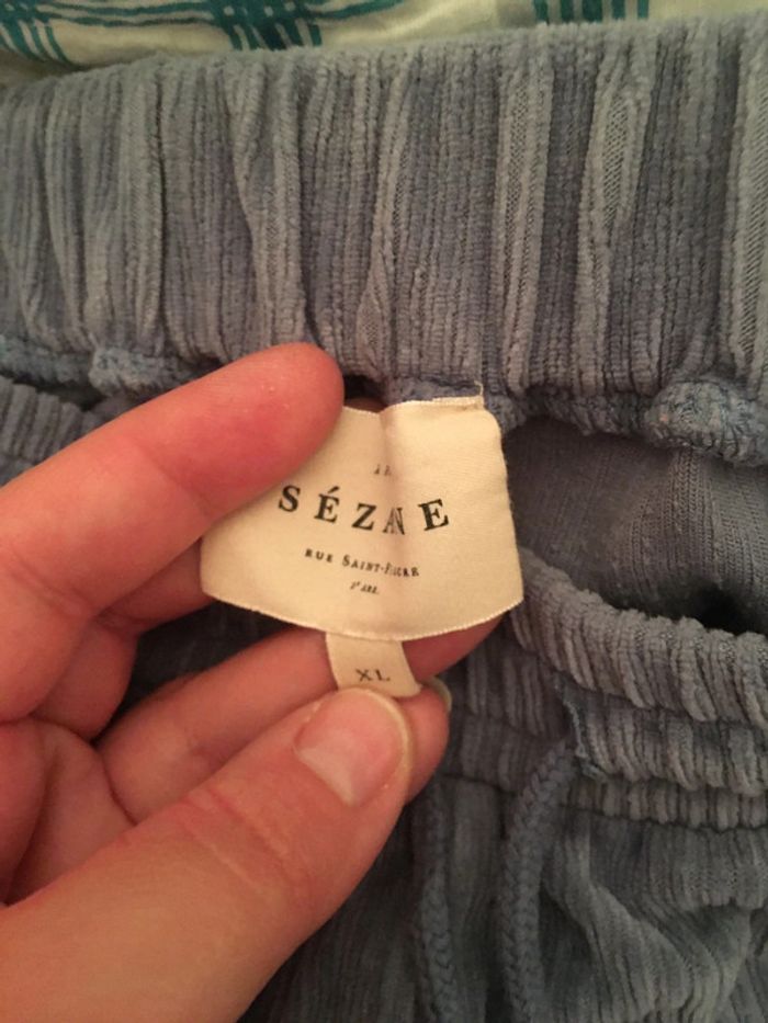 Pantalon de jogging velours côtelé  bleu vintage sezane - photo numéro 2