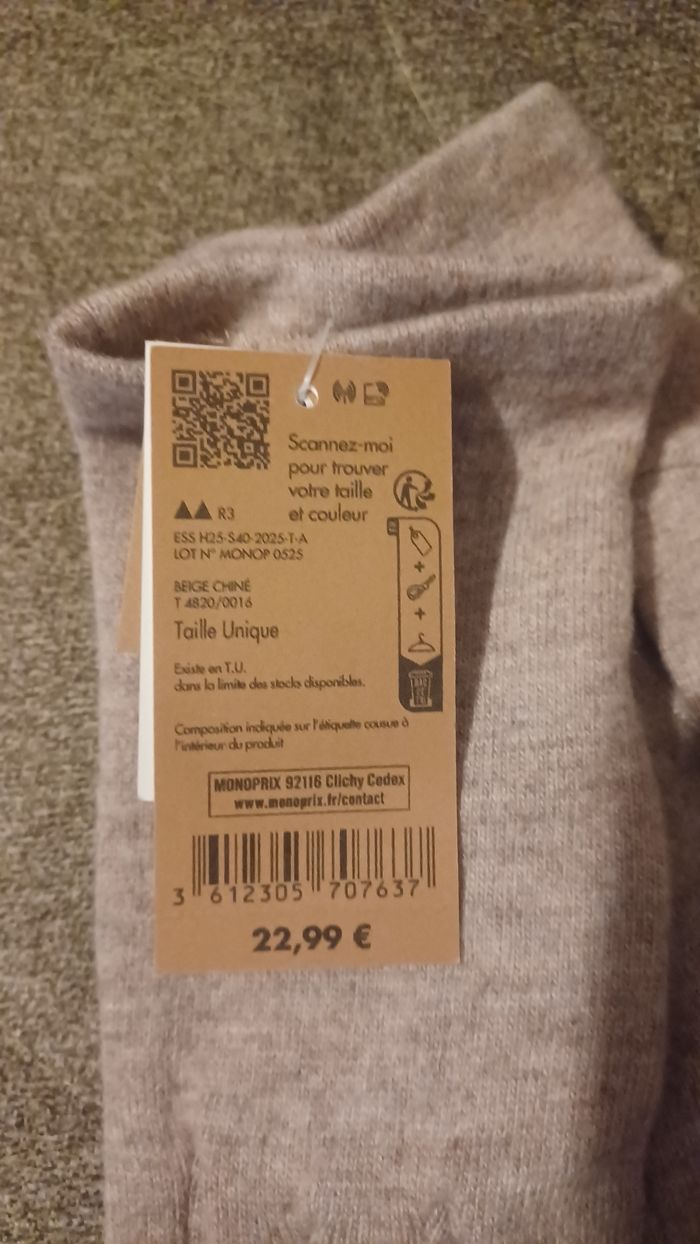 Gants en laine 79% monoprix beige neuf - photo numéro 3