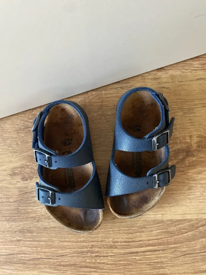 Sandales bleues, Birkenstock, 24 - photo numéro 3