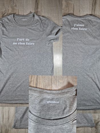 T-shirt gris fait main taille S 