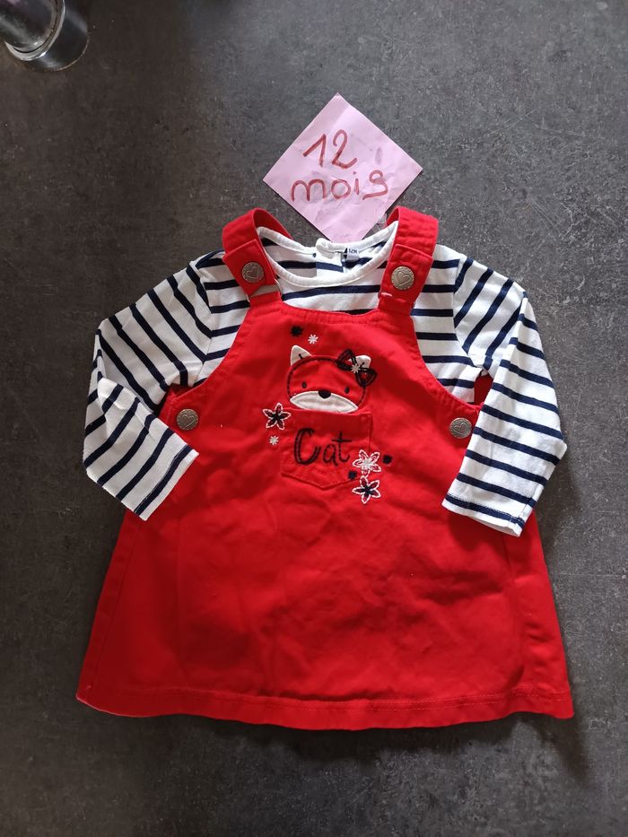 Ensemble robe salopette chat 12 mois