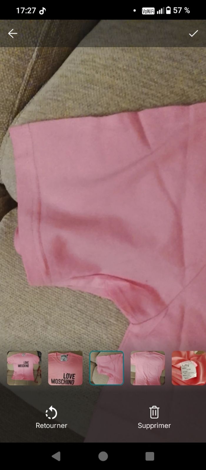 Tee shirt rose moshino taille L - photo numéro 5