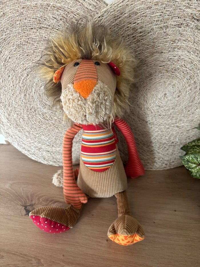 Doudou lion sweety patchwork marron rouge sigikid - photo numéro 5