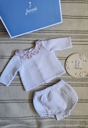 Ensemble fille jacadi col tulipe 3 mois en coton