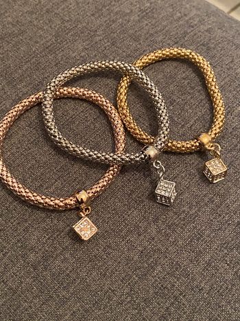 Lot 3 bracelets cubes strass poignet fort