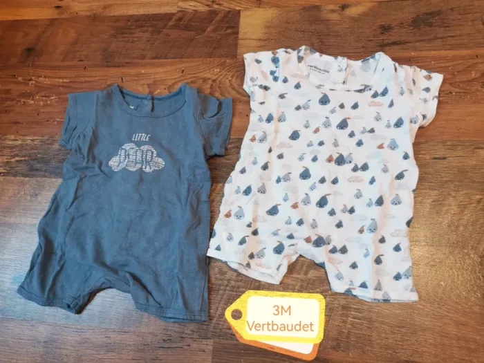 Lot 2 combishorts bébé garçon 3 mois Vertbaudet