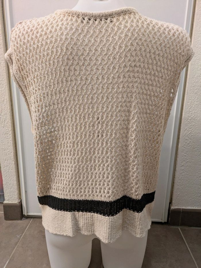 Pull ajouré sans manche beige Monoprix L - photo numéro 6