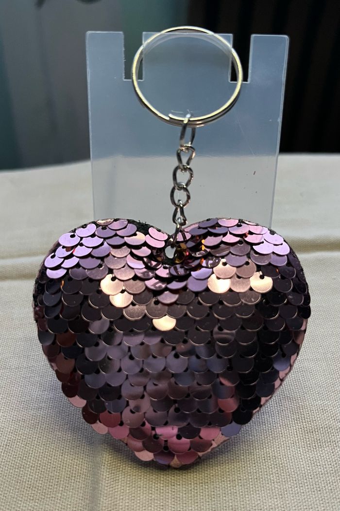 Porte clé coeur sequin