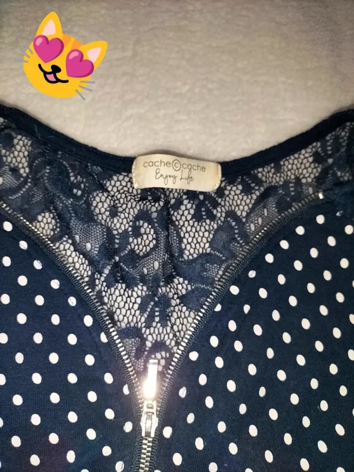 Blouse bleu point blanc cache cache 36 - photo numéro 2