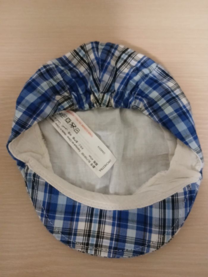 Beret d ete en coton bebe a carreaux tour de tete 47cm marque orchestra - photo numéro 5