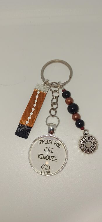 Porte clé humour bière " Binouze "
