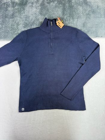 half zip Pull Col Zippé Ralph Lauren Femme Taille L Bleu Marine Chic Vintage 00825