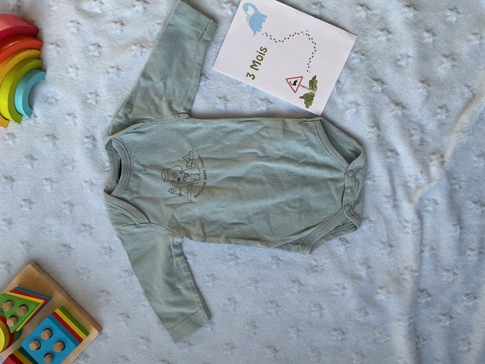 body manches longues bleu dessin devant 3 mois tout compte fait - photo numéro 2