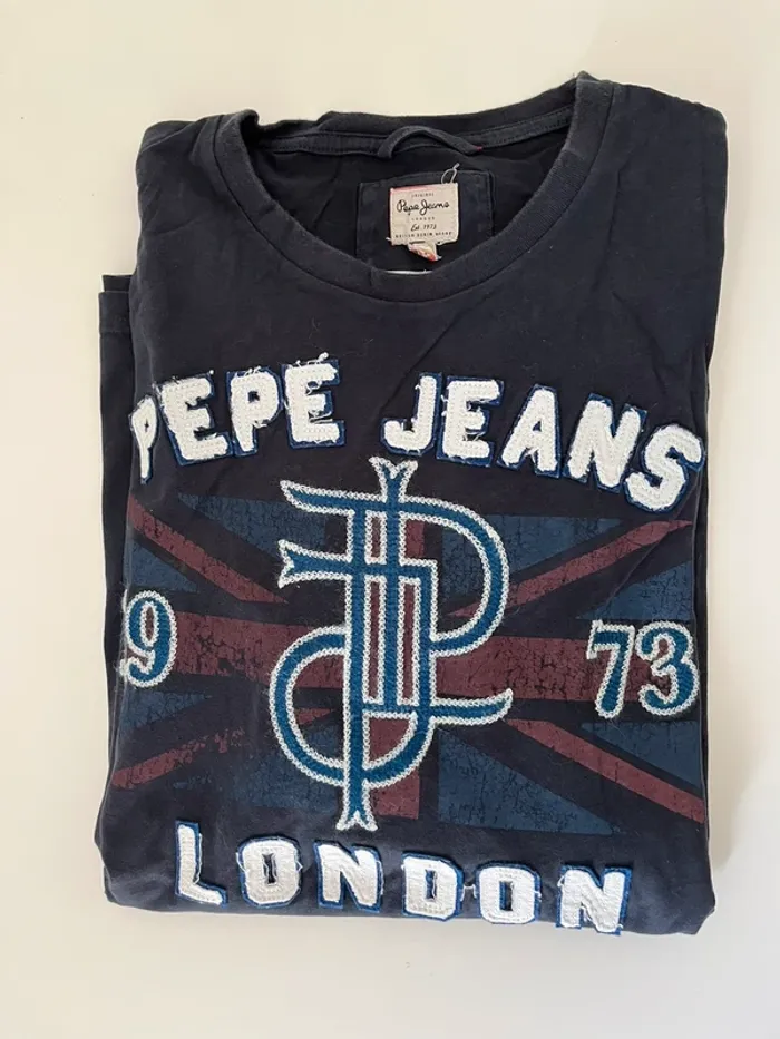 Tee shirt à manches longues bleu marine Pepe jeans taille XL