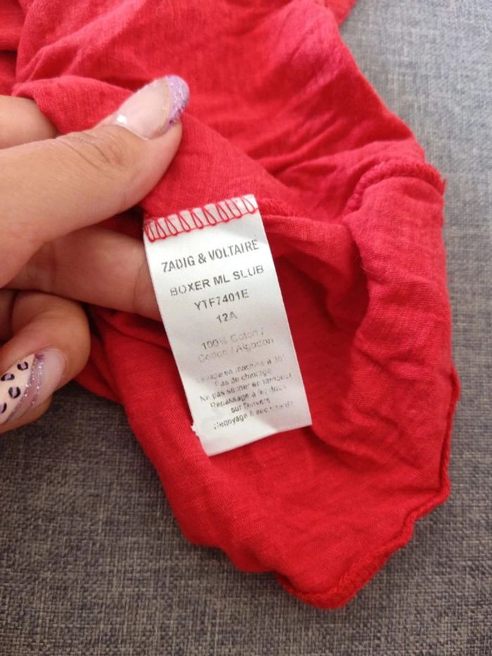 C56 t-shirt rouge Zadig&voltaire 12 ans - photo numéro 4
