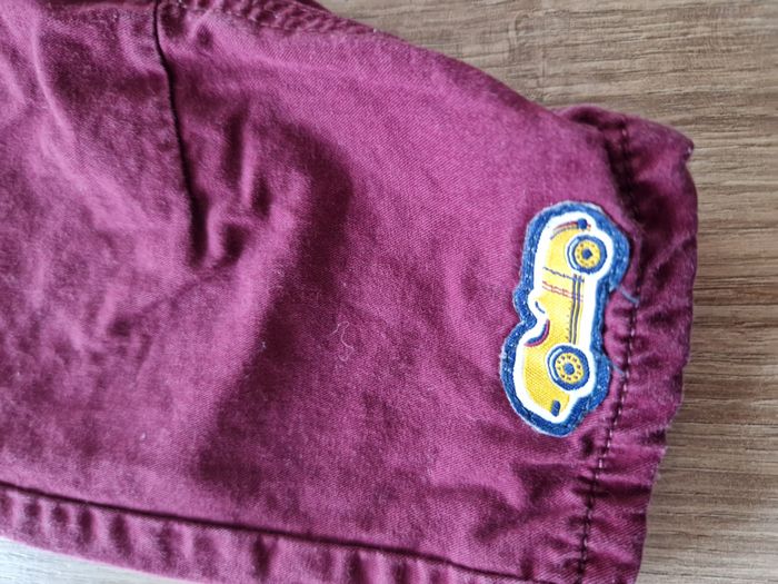 Pantalon Rouge Prune / Lie de Vin avec Bretelles Rayées Tissaia - 6 mois - photo numéro 2