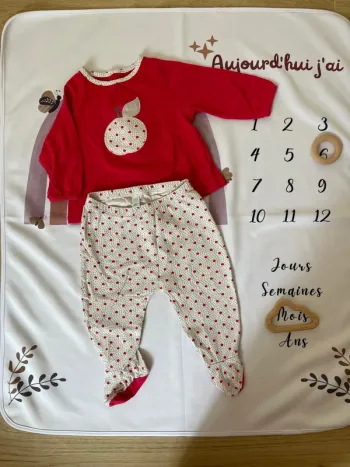 Pyjama bébé fille Obaïbi – Taille 6 mois – Motif cerise 🍒