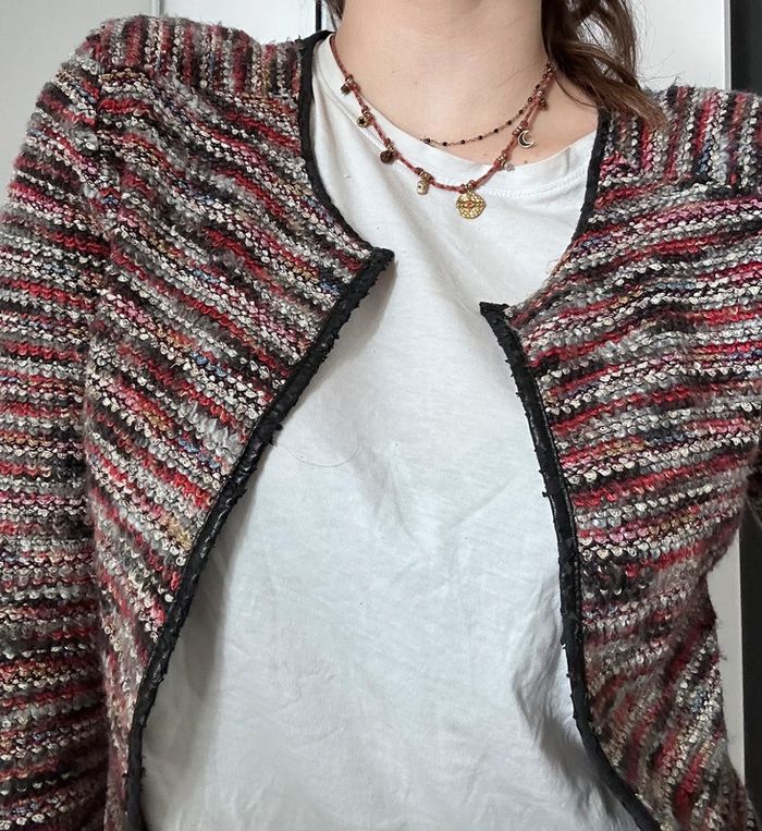 Veste texturée H&M – Taille M Coupe droite | Multicolore bordeaux/rose/gris | - photo numéro 2