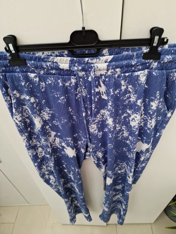 Pantalon Fluide Léger Bleu Dégradé Blanc M&S - photo numéro 3