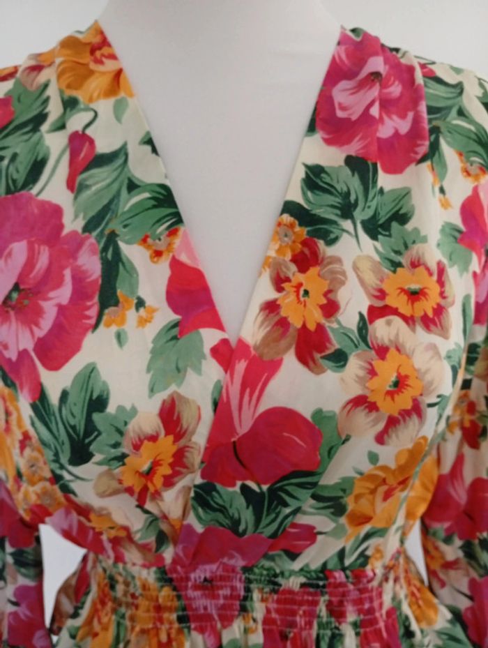 ZARA - blouse fleurie fluide taille M | multicolore, printemps-été - photo numéro 5