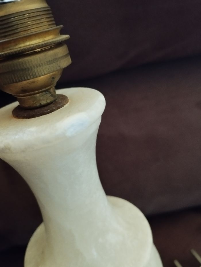 Pied de lampe en albâtre vintage - photo numéro 6