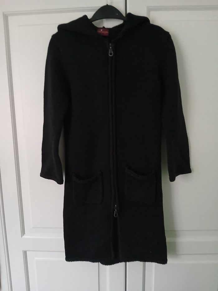 Gilet long grosses mailles noir 8 ans - Thno Jogging