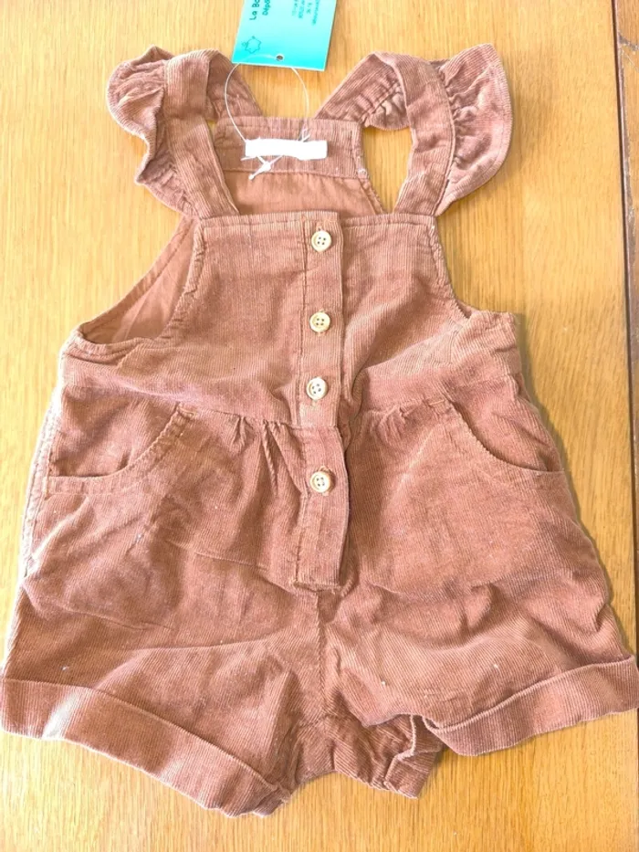 324969 salopette short marron fille 6 mois boutchou