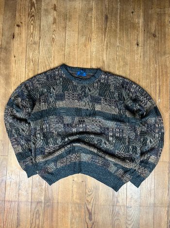 Pull maille vintage motifs rayures multicolore 4XL
