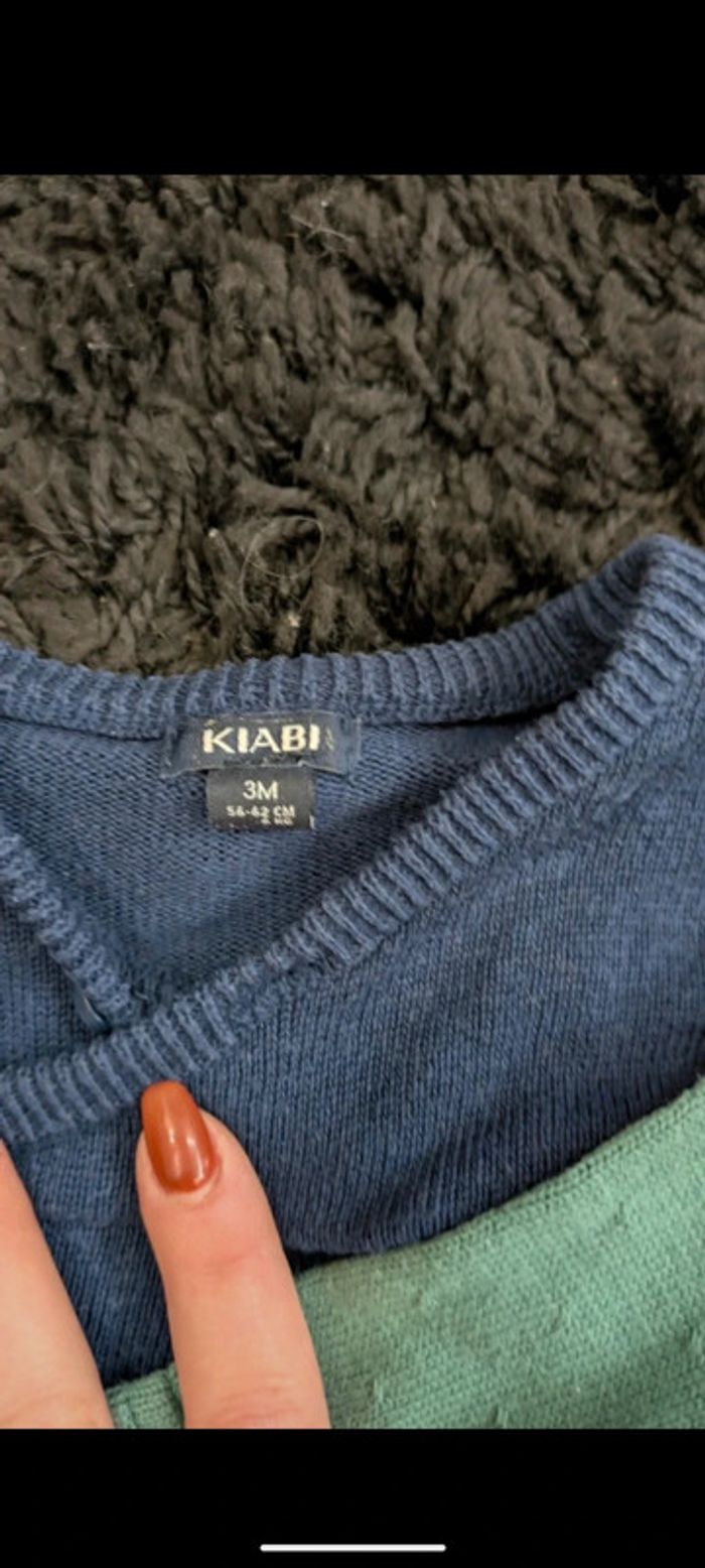 Lot deux gilet Kiabi 3 mois vert bleu - photo numéro 3