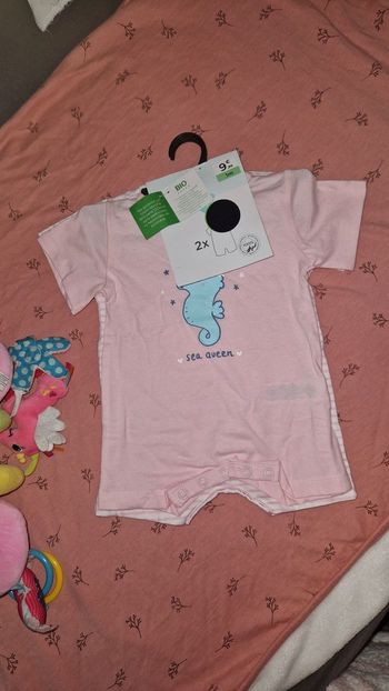 Lot de 2 Combishorts Bébé Fille 1 mois TEX BIO Neufs