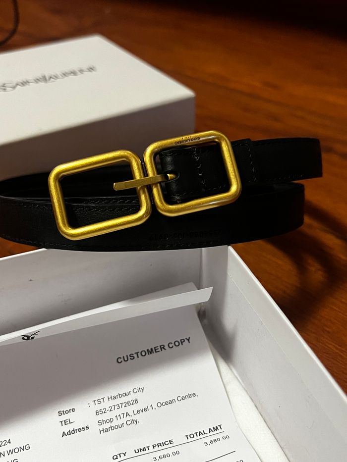 Ceinture Yves Saint Laurent pour femme avec boucle dorée - photo numéro 2