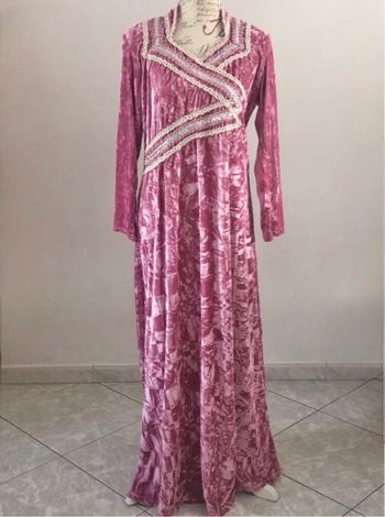 Djellaba rose en velours