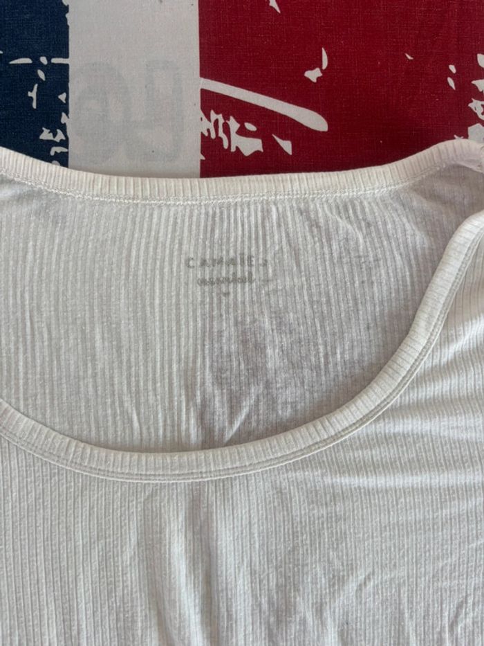 T-shirt Camaïeu taille XL blanc rayé col bateau - photo numéro 2