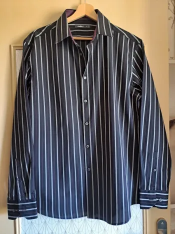 Chemise homme chic à rayures Celio L 41/42 comme neuve bleue violette blanche
