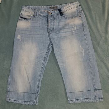 Short Bernuda Jeans Y2K Vintage Hip Hop Brodé  👖Black Soul - Taille W34 - FR44