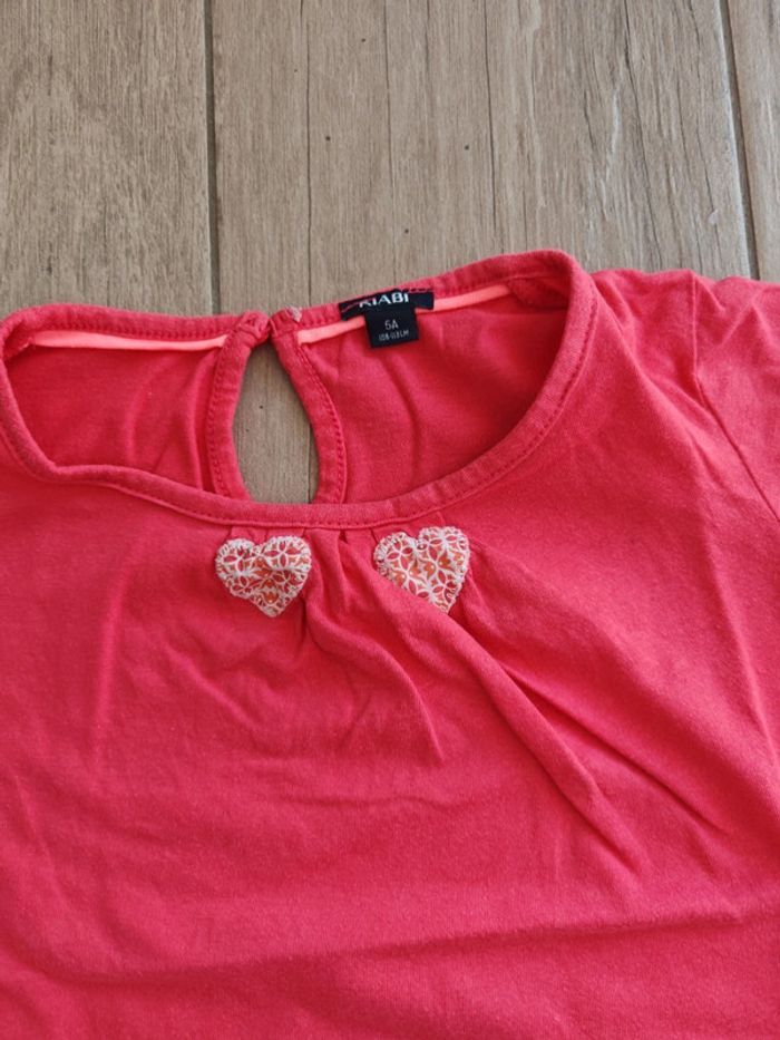T-shirt rose corail 5 ans - photo numéro 2