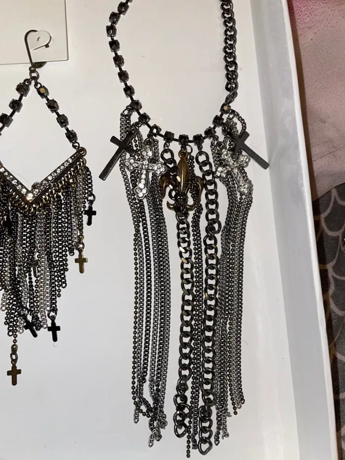 Parure collier et BO Mango croix - photo numéro 3