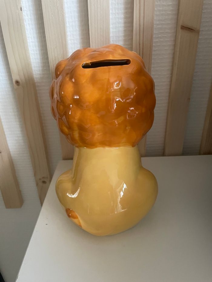 Tirelire lion céramique moutarde neuf - photo numéro 3