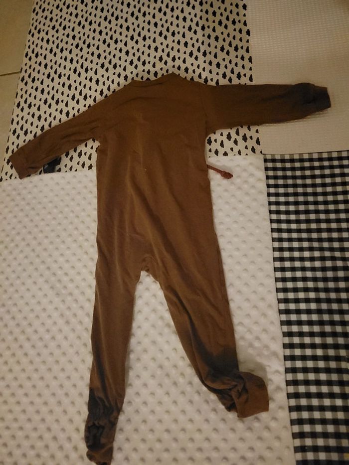 Pyjama coton léger marron à fermeture éclair – Taille 92 cm – Marque H&M - photo numéro 3
