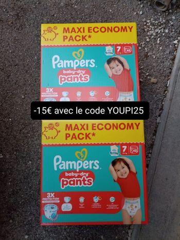 2 cartons de couches Pampers pants culottes T7 taille 7