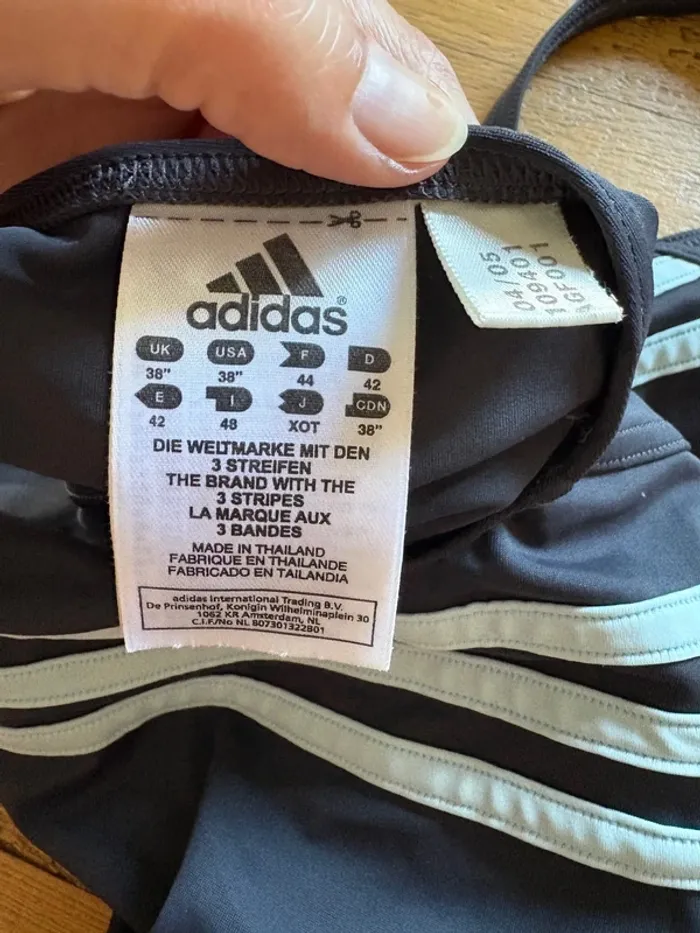 Maillot de bain 1 pièce Adidas gris bleu 44 - photo numéro 6