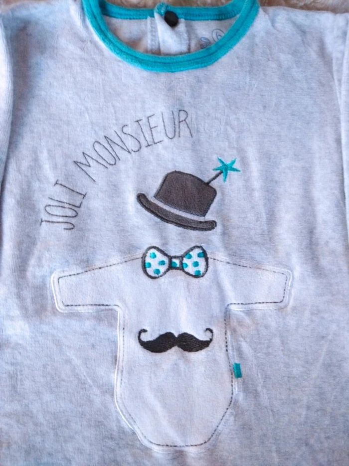 Pyjama grenouillère velours Garçon 6 mois Joli Monsieur U tout petits - photo numéro 4