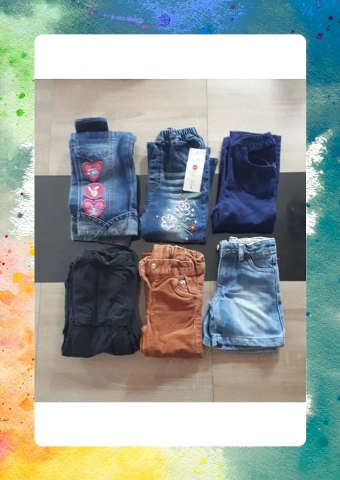Lot 5 pantalons + 1 short en jeans 2 ans