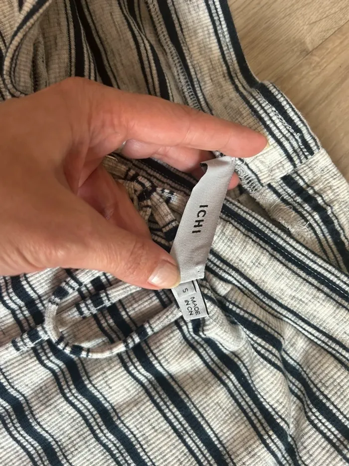 Ichi pantalon, jogging, taille, élastique, survêtement, bleu, rayures femme, taille S - photo numéro 4